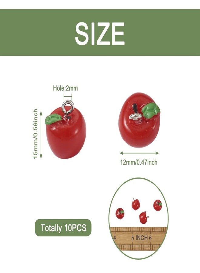 Craftdady 10Pcs Red Apple Fruit Charms Resin Lovely Food Fruit Pendants Links Hanging Ornaments for Earring Bracelet Necklace Key Chain Jewelry Crafts Making - Image 3